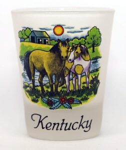 kentucky horses frosted collector's souvenir shot glass