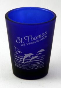 st. thomas us virgin islands cobalt blue frosted shot glass