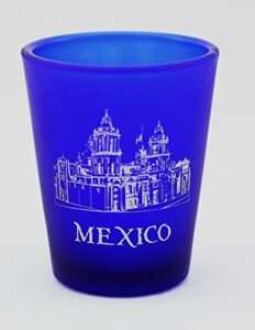 mexico cobalt blue frosted shot glass