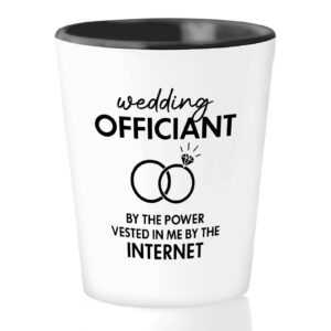 bubble hugs wedding officiant shot glass 1.5oz - power vested by internet - funny officiant proposal marry us invitation pastor priest internet ordained minister humor