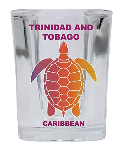 Trinidad and Tobago Caribbean Souvenir Rainbow Turtle Design Square Shot Glass