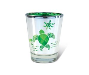 puzzled 1.7 oz green turtle shot glass, 2.5 inch novelty glassware for drinking game liquor tequila whisky vodka espresso shooter glasses party drinkware