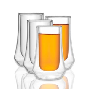 joyjolt cosmo double wall shot glasses – set of 4 2 oz glasses suitable for cocktails espresso, or desserts – shot glass ideal for liquor bar – drinking games with shot glasses essential