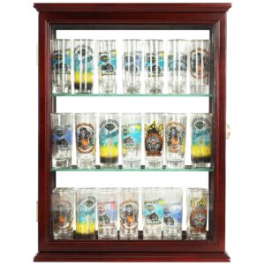 36 Shot Glass Display Case Wall Cabinet Holder Rack with Glass Door - Cherry Finish (SCD06B-CH)