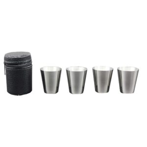 GSHLLO 4 Pcs 1 Ounce Stainless Steel Shot Cups Metal Shot Glass Shatterproof Drinking Tumbler Glasses