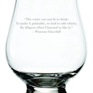 Winston Churchill Quote Etched Glencairn Crystal Whisky Glass, 11Fl oz