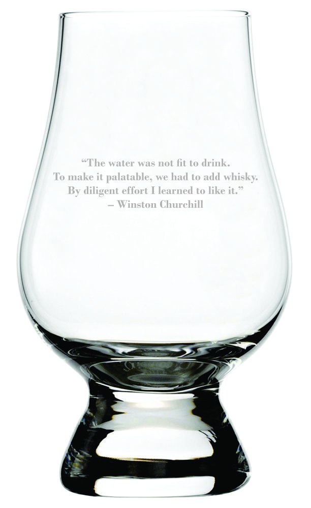 Winston Churchill Quote Etched Glencairn Crystal Whisky Glass, 11Fl oz