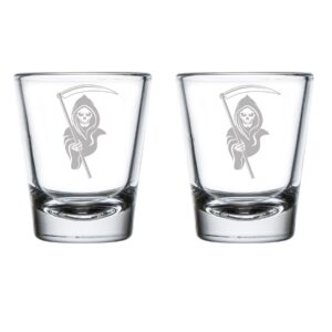 mip set of 2 shot glasses 1.75oz shot glass grim reaper