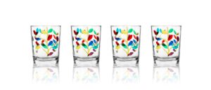 colorful tequila shot glasses set of 4, large colored shot glasses, hand painted small glass tequila cups for whiskey espresso vodka liquors, dishwasher safe, drinking gift for men and women, 3oz