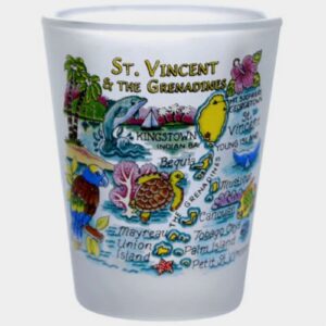 st. vincent & the grenadines map caribbean frosted shot glass