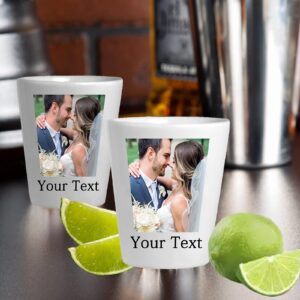 Personalized Shot Glasses Custom Ceramic Shot Glass Cup with Photo Text 2 Oz for Liquor Bar Party Wedding Gifts - 6 Pack