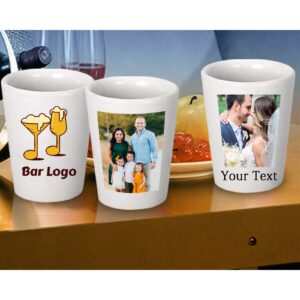 Personalized Shot Glasses Custom Ceramic Shot Glass Cup with Photo Text 2 Oz for Liquor Bar Party Wedding Gifts - 6 Pack