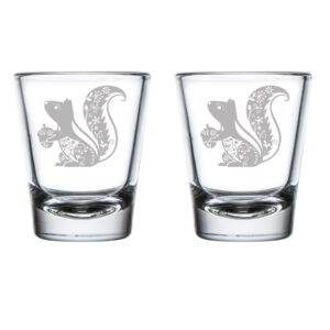 mip brand set of 2 shot glasses 1.75oz shot glass fancy squirrel