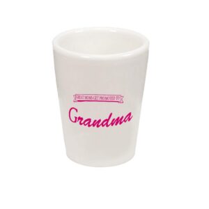hot pink great moms get promoted to grandma ceramic shot glass cup