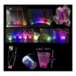 light up flashing led shot glass mardi gras bead necklace - 12 pack - tons of fun for that next party or new year's eve
