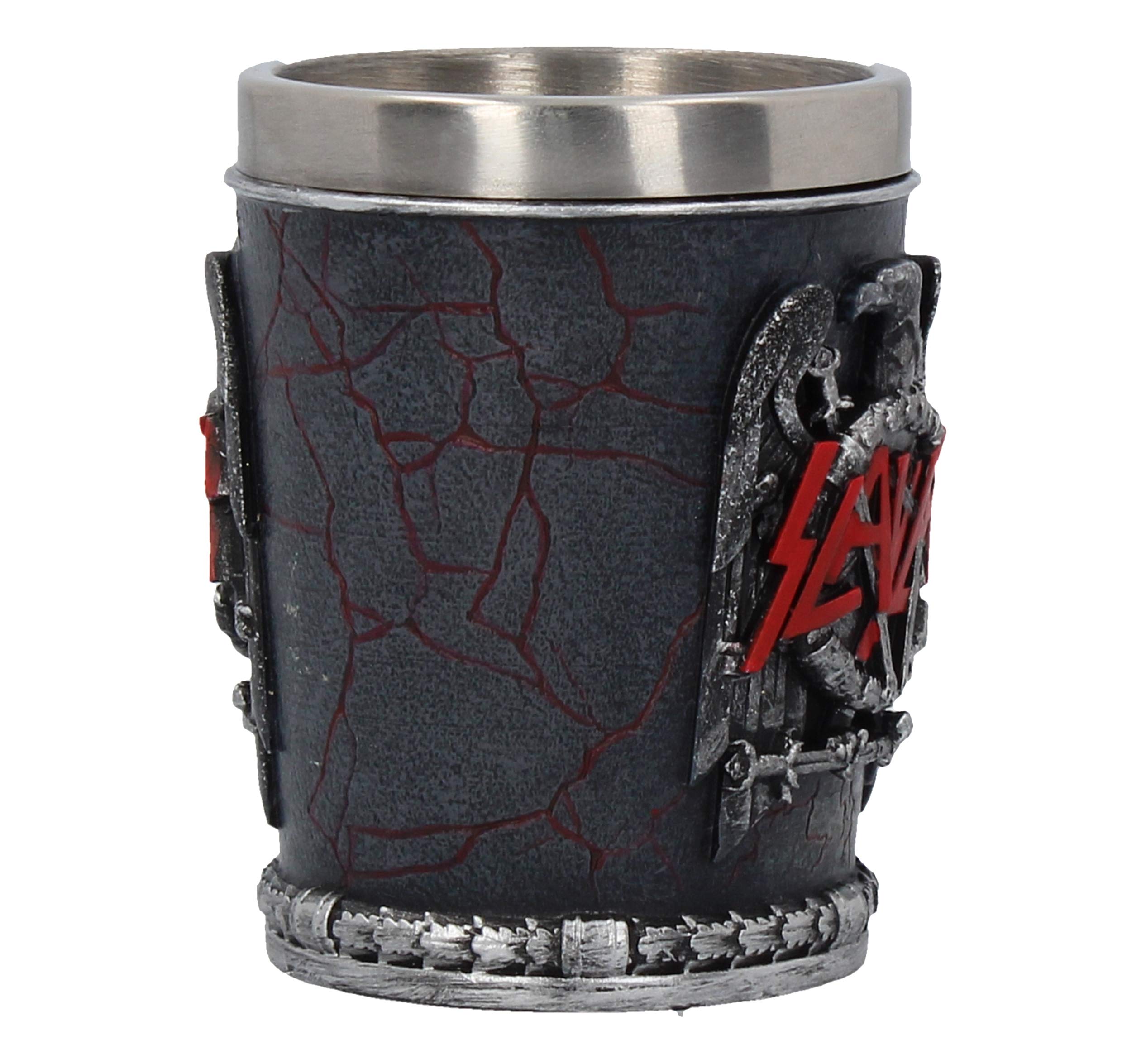 Nemesis Now B4132M8 Slayer Shot Glass 7cm Black, Resin w/Stainless Steel Insert, Grey