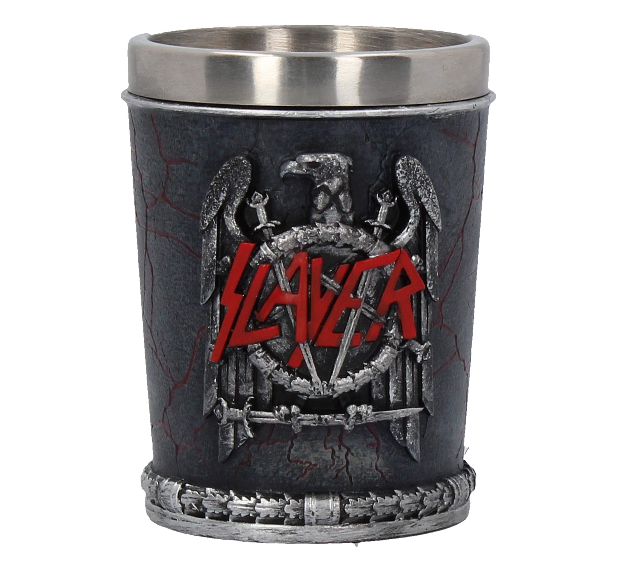 Nemesis Now B4132M8 Slayer Shot Glass 7cm Black, Resin w/Stainless Steel Insert, Grey