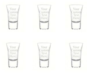 personalized set of 6 custom shot glass glasses (1.75oz) free engraving groomsman and bridesmaid wedding favor gift for him, for her, for boys, for girls, for husband, for wife (single side engraving)