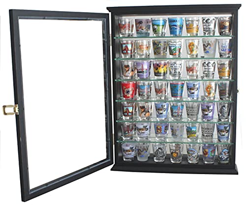 DisplayGifts Shot Glass Display Case Wall & Standing Curio Cabinet Shelf Unit Small Curio Cabinet (Black Finish)