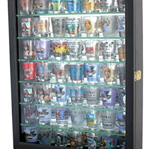 DisplayGifts Shot Glass Display Case Wall & Standing Curio Cabinet Shelf Unit Small Curio Cabinet (Black Finish)