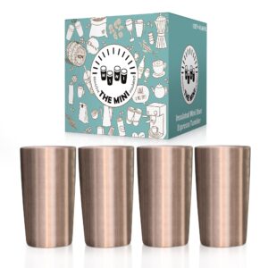 (4-pack 2oz/60ml) miniature tumbler shot glass set demitasse stainless steel espresso cup shot glasses double-wall insulated heavy base double shot glass 4 pack set 2oz/60ml (stainless steel)