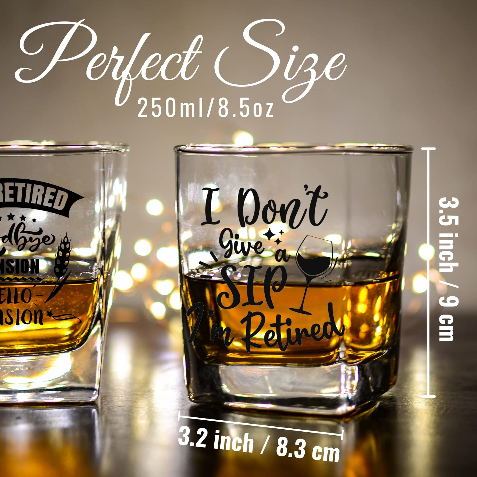 Onebttl Retirement Gifts for Women & Men, I Don't Give a Sip I'm Retired Whiskey Glass 8.5 oz (250 ml), Retired Gifts for Dad, Mom, Grandpa, Grandma, Teacher, Boss, Whiskey Retirement Gifts