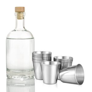 NUOBESTY Shot Glass, Stainless Steel Shot Cups Portable Drinking Tumblers Spirits Cups Bar Wine Cups Sauce for Whiskey Tequila Liquor Great Barware Gift 12pcs