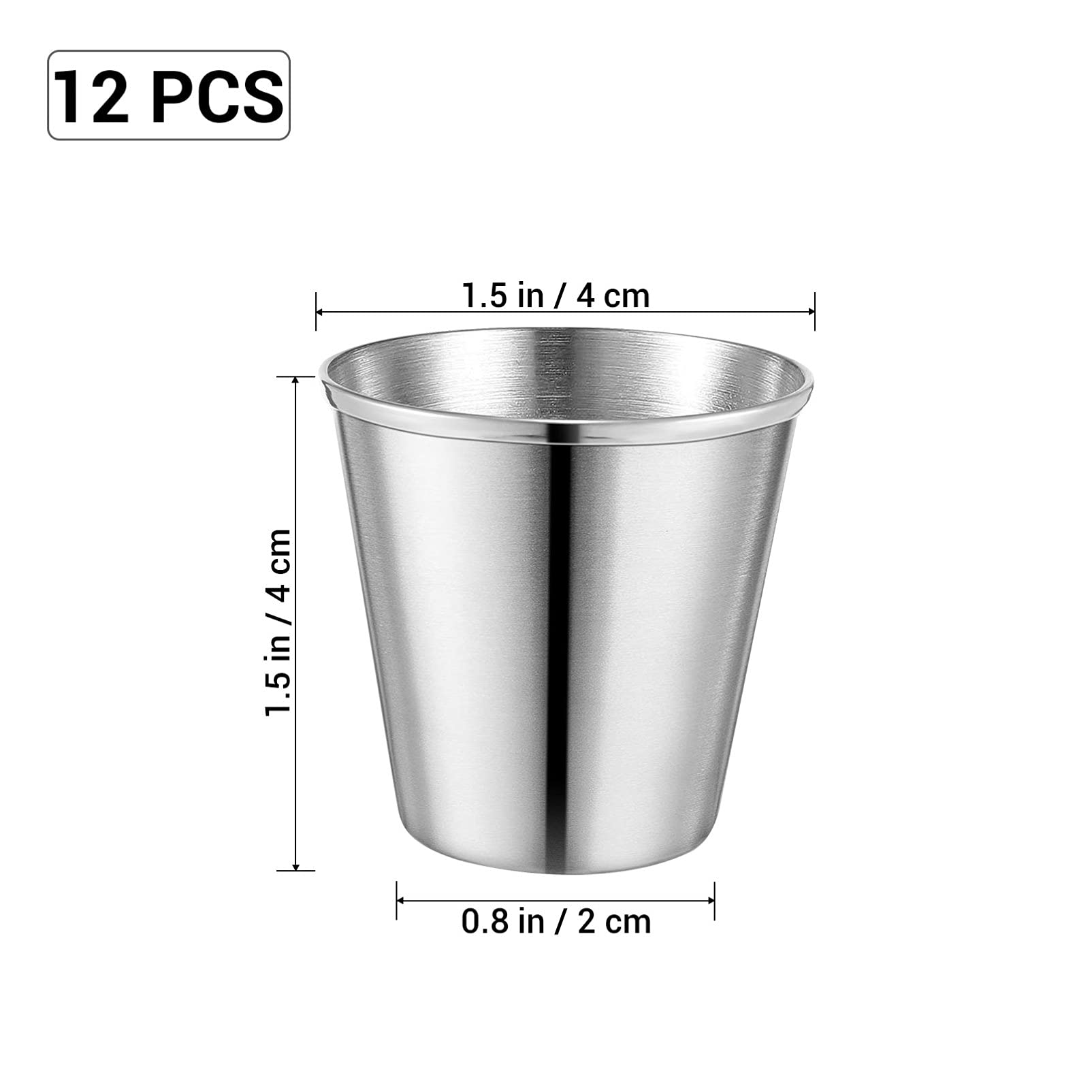 NUOBESTY Shot Glass, Stainless Steel Shot Cups Portable Drinking Tumblers Spirits Cups Bar Wine Cups Sauce for Whiskey Tequila Liquor Great Barware Gift 12pcs