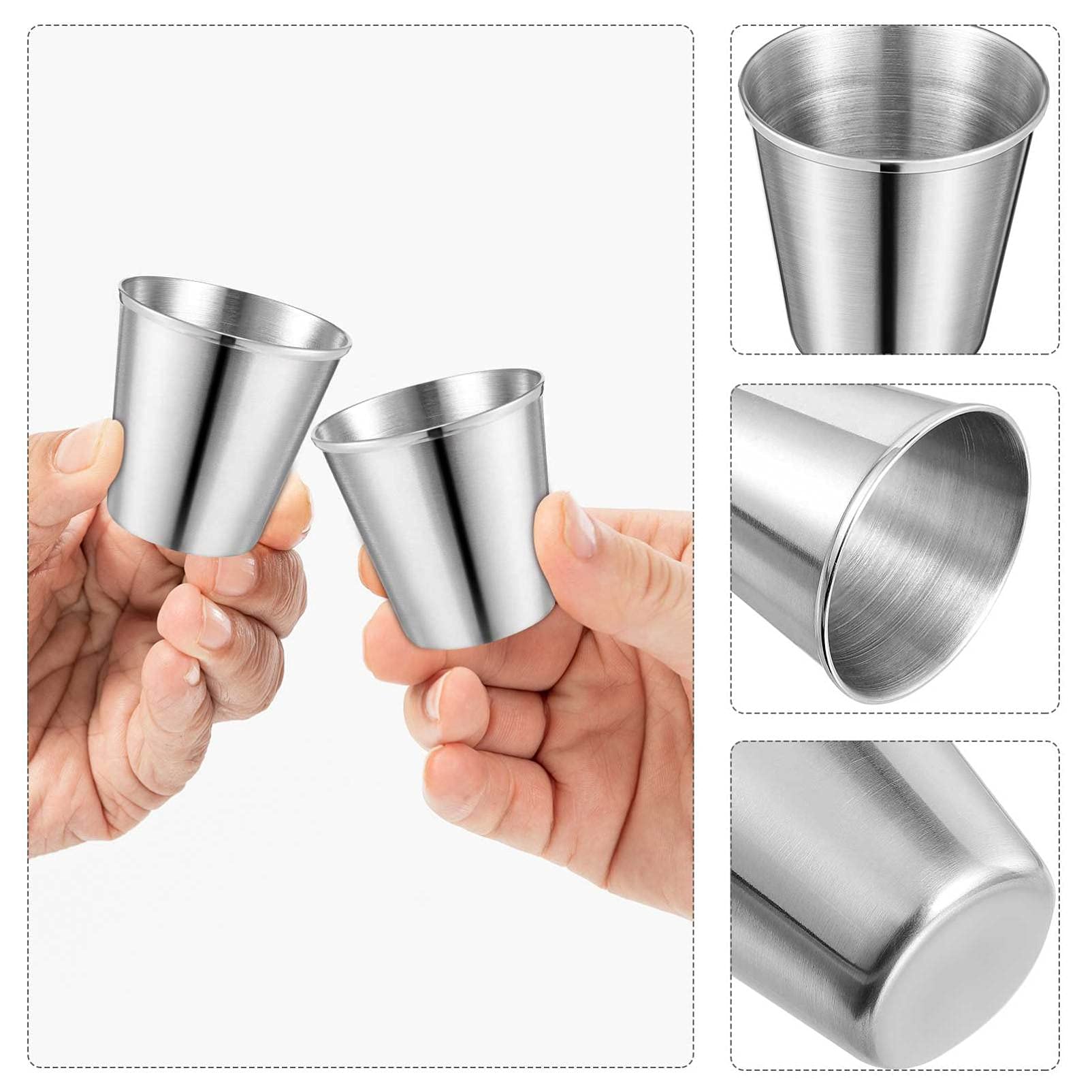 NUOBESTY Shot Glass, Stainless Steel Shot Cups Portable Drinking Tumblers Spirits Cups Bar Wine Cups Sauce for Whiskey Tequila Liquor Great Barware Gift 12pcs