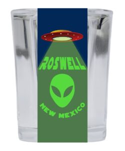 r and r imports roswell new mexico ufo alien i believe souvenir square shot glass