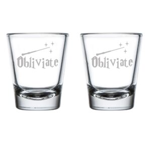 set of 2 shot glasses 1.75oz shot glass obliviate funny