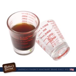 Baker's Secret - 1.5oz Shot Glass Measuring Cup, Incremental Measurements Liquid and Dry Espress Shot Glass