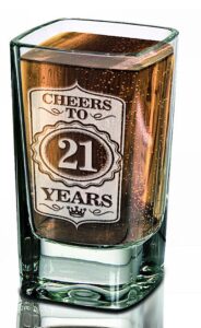 single personalized 21st shot glass cheers to 21 years glass custom engraved birthday college party gift anniversary for 30th 40th 50th 60th 70th 80th celebration gift