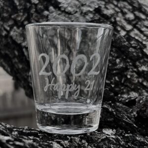 2oz 2002 happy 21 shot glass