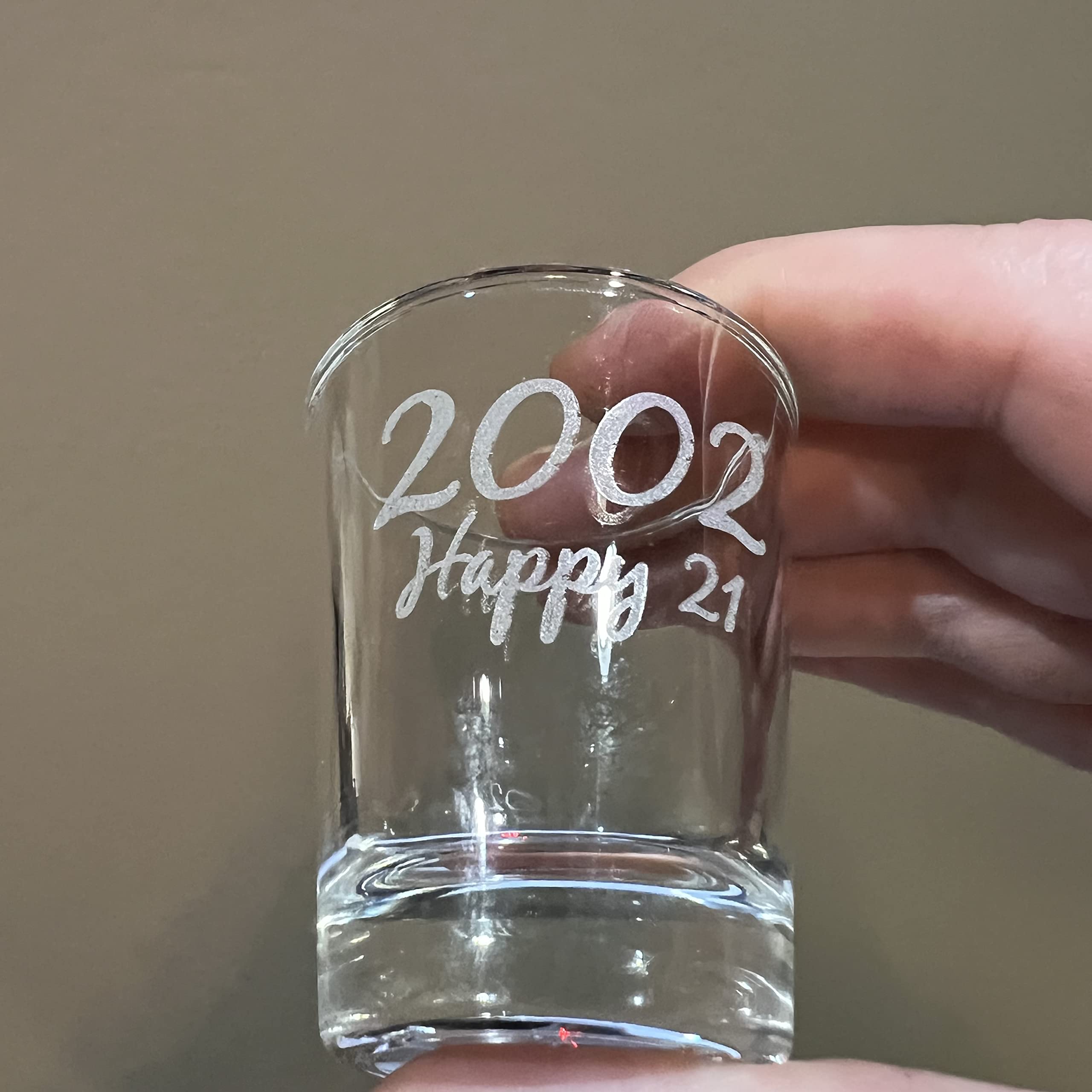 2oz 2002 Happy 21 Shot Glass