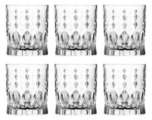 tumbler glass - double old fashioned - set of 6 glasses - designed dof crystal tumblers - for whiskey - bourbon - water - beverage - drinking glasses - 11.5 oz. - made in europe by barski