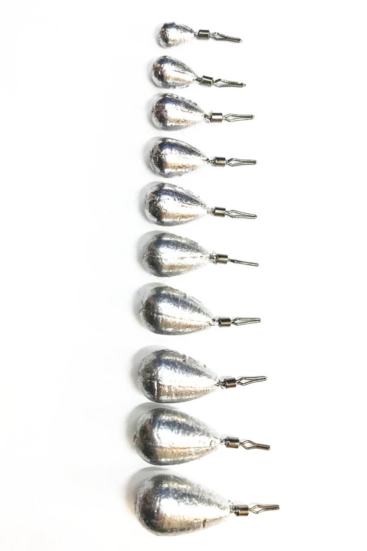 Kathy store INC 10 Pcs Teardrop Drop Shot Sinker/Drop Shot Finesse Sinker Fishing Sinkers in Various Sizes (Teardrop Drop Shot Sinker, 1/8 oz - 10 per Pack)