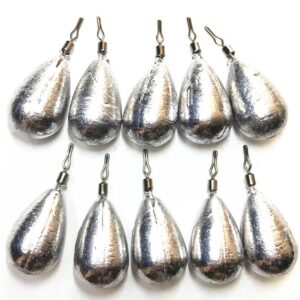 Kathy store INC 10 Pcs Teardrop Drop Shot Sinker/Drop Shot Finesse Sinker Fishing Sinkers in Various Sizes (Teardrop Drop Shot Sinker, 1/8 oz - 10 per Pack)