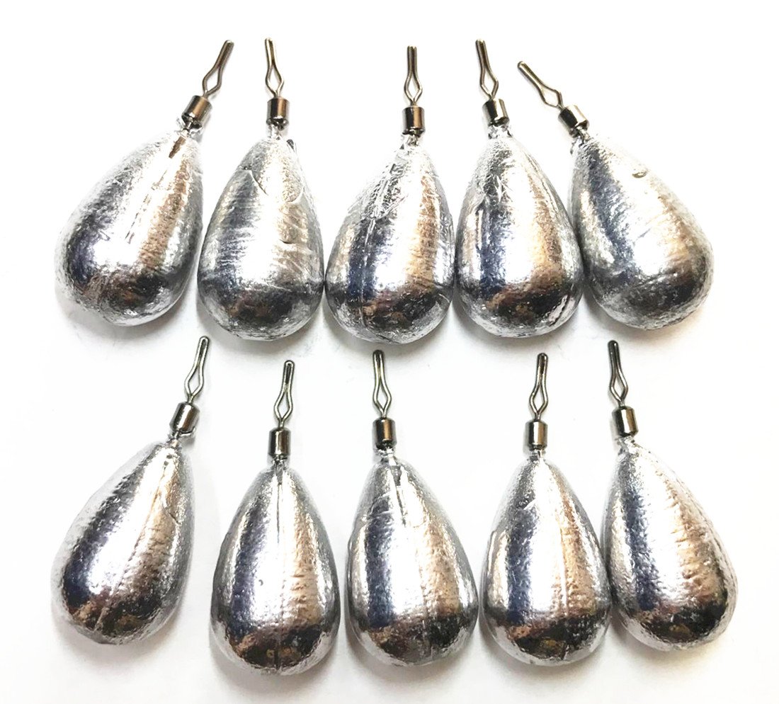 Kathy store INC 10 Pcs Teardrop Drop Shot Sinker/Drop Shot Finesse Sinker Fishing Sinkers in Various Sizes (Teardrop Drop Shot Sinker, 1/8 oz - 10 per Pack)