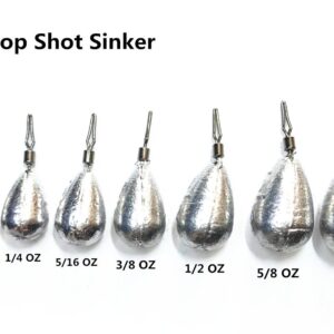 Kathy store INC 10 Pcs Teardrop Drop Shot Sinker/Drop Shot Finesse Sinker Fishing Sinkers in Various Sizes (Teardrop Drop Shot Sinker, 1/8 oz - 10 per Pack)