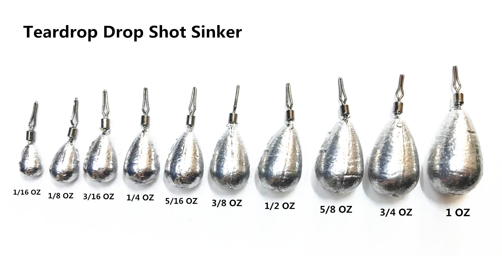 Kathy store INC 10 Pcs Teardrop Drop Shot Sinker/Drop Shot Finesse Sinker Fishing Sinkers in Various Sizes (Teardrop Drop Shot Sinker, 1/8 oz - 10 per Pack)