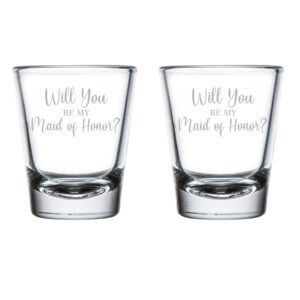 set of 2 shot glasses 1.75oz shot glass will you be my maid of honor proposal