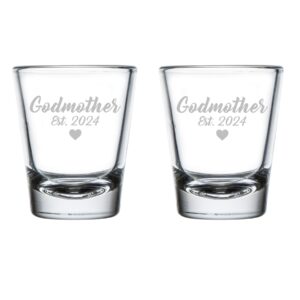 mip set of 2 shot glasses 1.75oz shot glass godmother est 2024 christening baptism