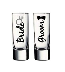 wedding shot glasses for bride and groom, newlywed gifts, anniversary gift for couple, valentines day gift