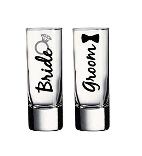 Wedding Shot Glasses for Bride and Groom, Newlywed Gifts, Anniversary Gift for Couple, Valentines Day Gift