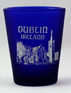 dublin ireland cobalt blue frosted shot glass