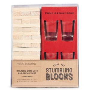 Two's Company Chill Out Stumbling Blocks Game with a Twist in Gift Box