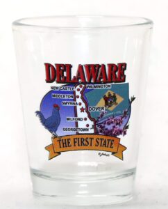 delaware state elements map shot glass