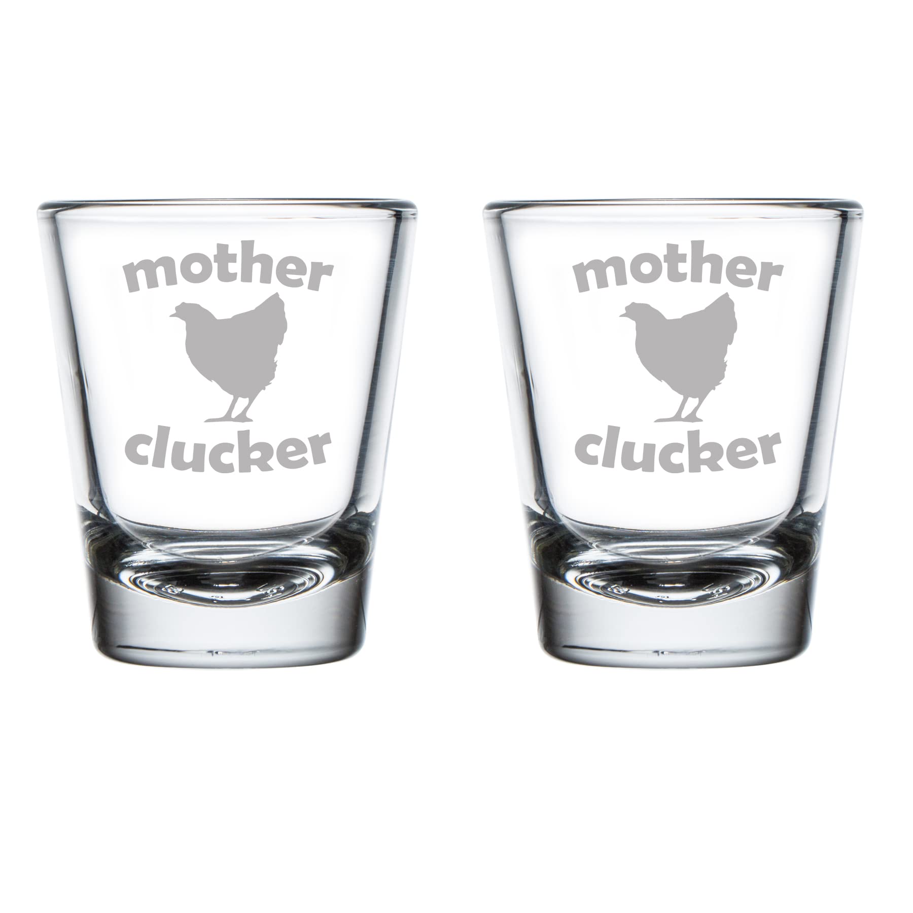 Set of 2 Shot Glasses 1.75oz Shot Glass Mother Clucker Hen Chicken Funny