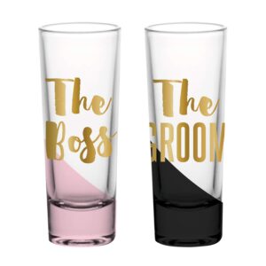 slant collections creative brands set of 2 shot glasses, 2-ounce, boss/groom